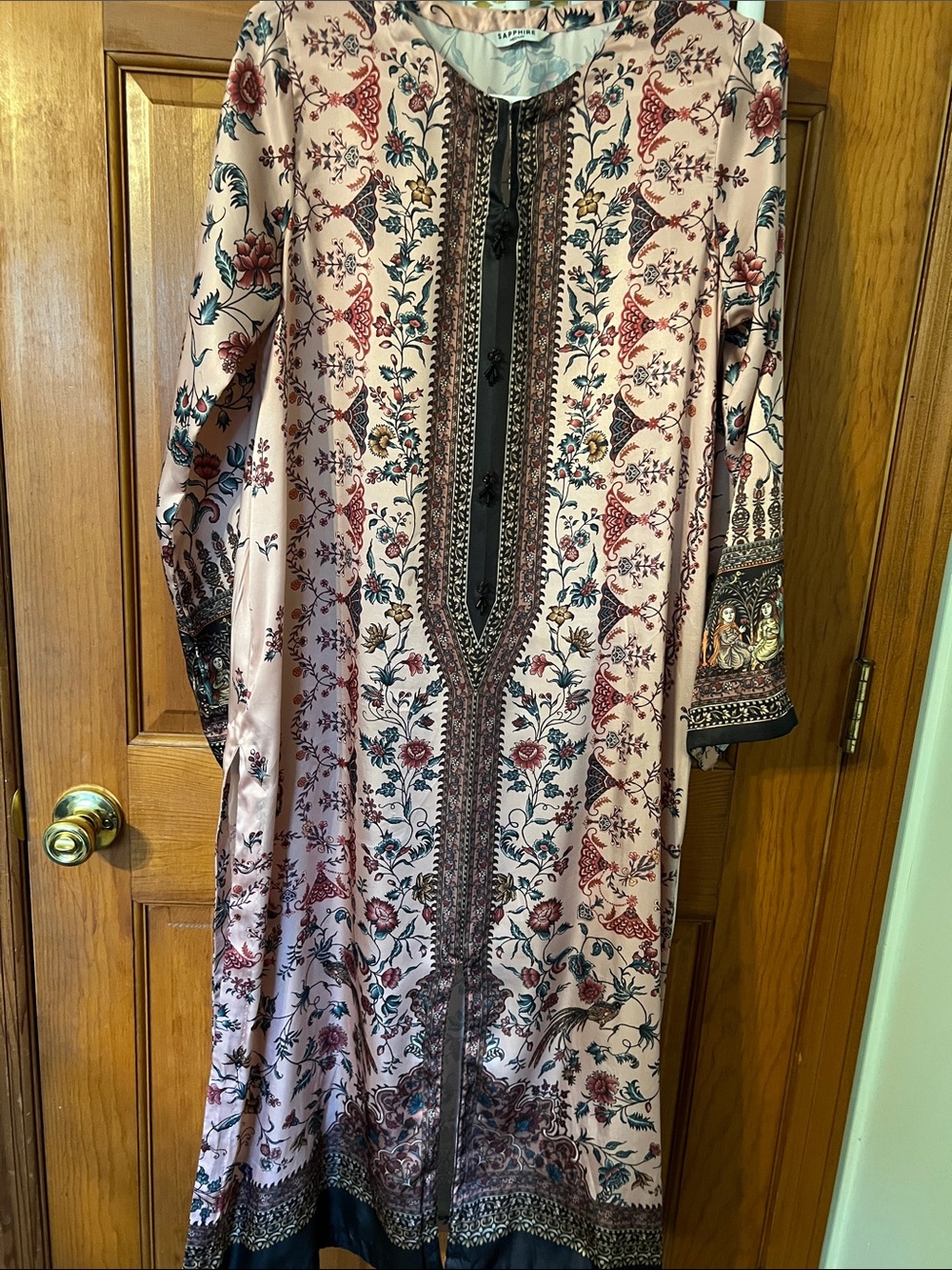 Blush Pink Floral Embroidered Long Kurta